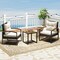 Outdoor Patio Furniture Set 3 Piece Acacia Wood Rattan Chairs Coffee Table Set
